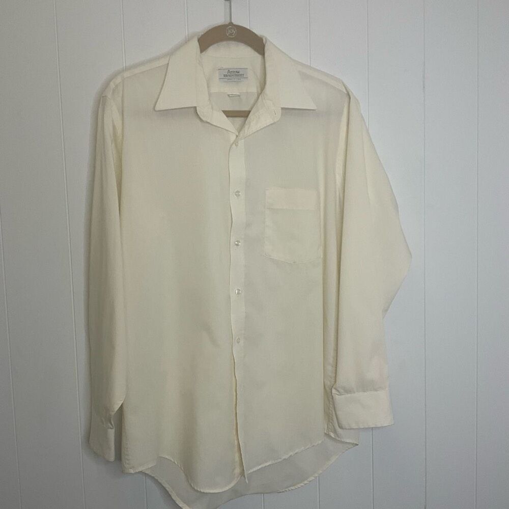 Vintage Arrow Brandstreet Men's 16 32/33 Pale Yellow Button Down Dress Shirt